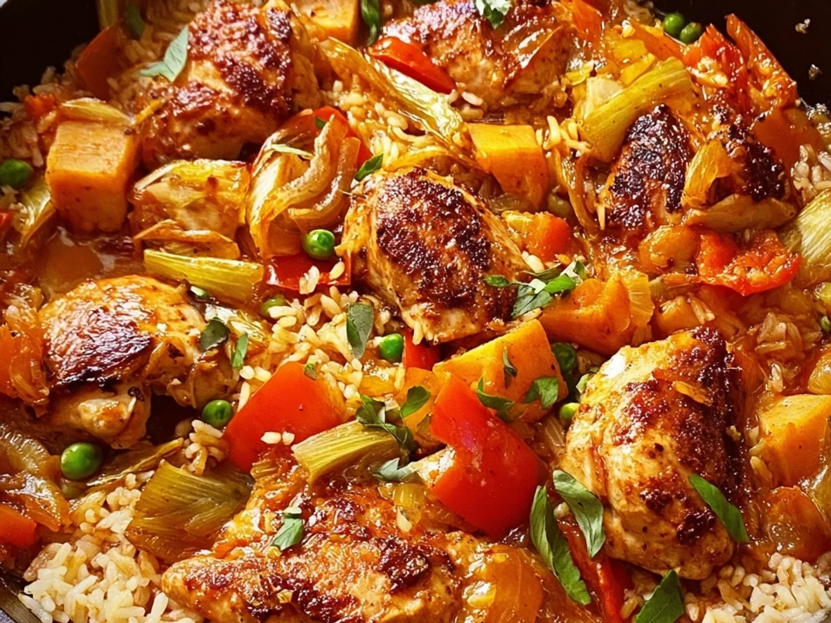 Einfache Hähnchen-Reis-Pfanne: Schnell & Familienfreundlich - Beitragsbild