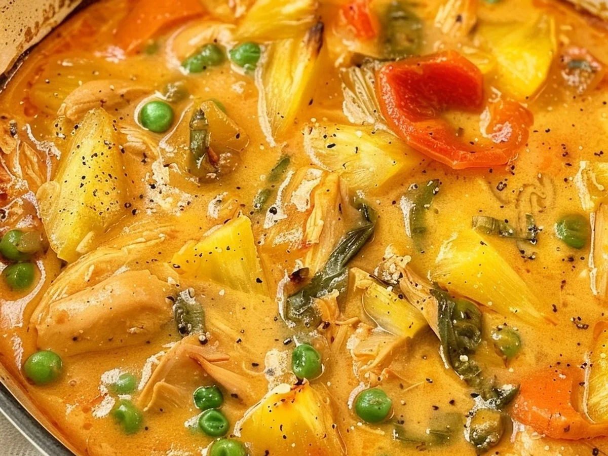 Einfache Ofensuppe: Hähnchen & Ananas, süß-sauer - Beitragsbild