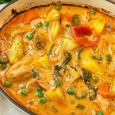 Einfache Ofensuppe: Hähnchen & Ananas, süß-sauer