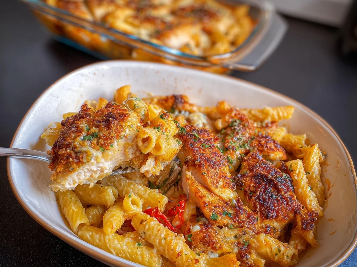 Einfacher Parmesan Hähnchen Auflauf für die Familie - Beitragsbild