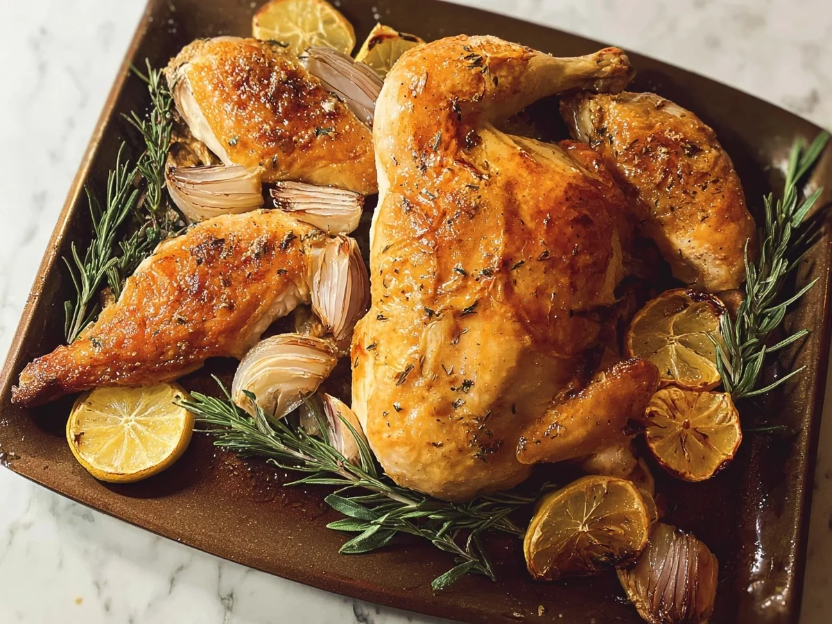 Ganzes Hähnchen aus dem Ofen: Saftig & Knusprig - Beitragsbild