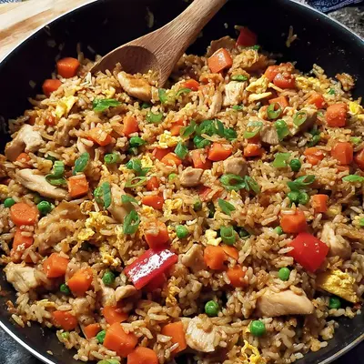 Gebratener Asia Reis mit Hähnchen & Gemüse