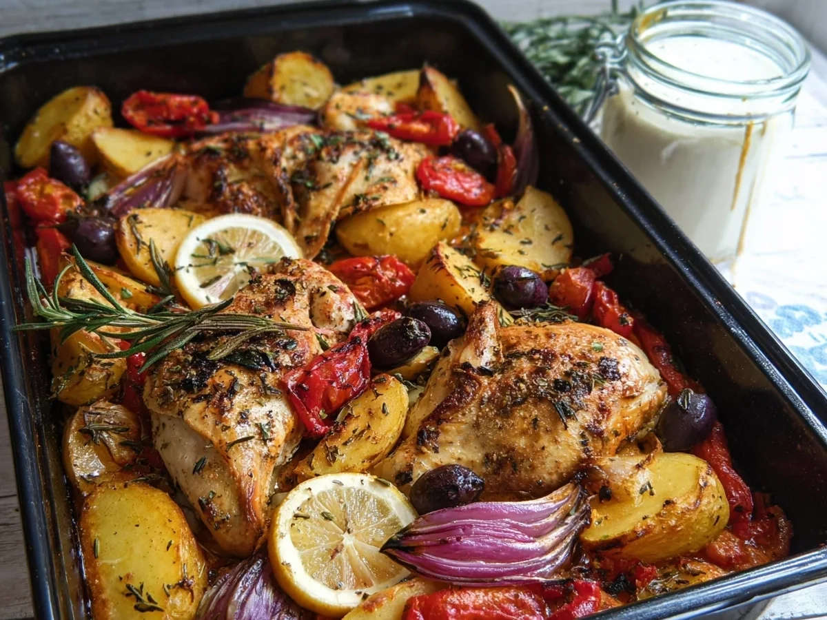Griechisches Huhn vom Blech: Schnell & einfach in 45 Min. - Beitragsbild