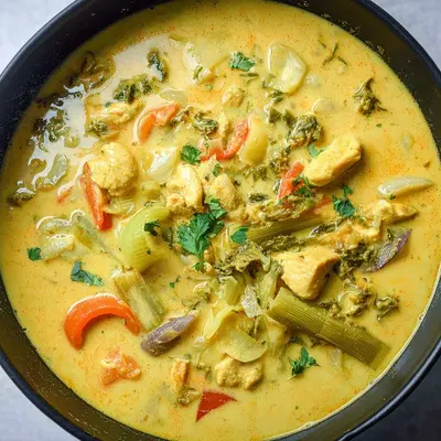 Hähnchen-Curry-Lauch-Suppe: Schneller Partykracher