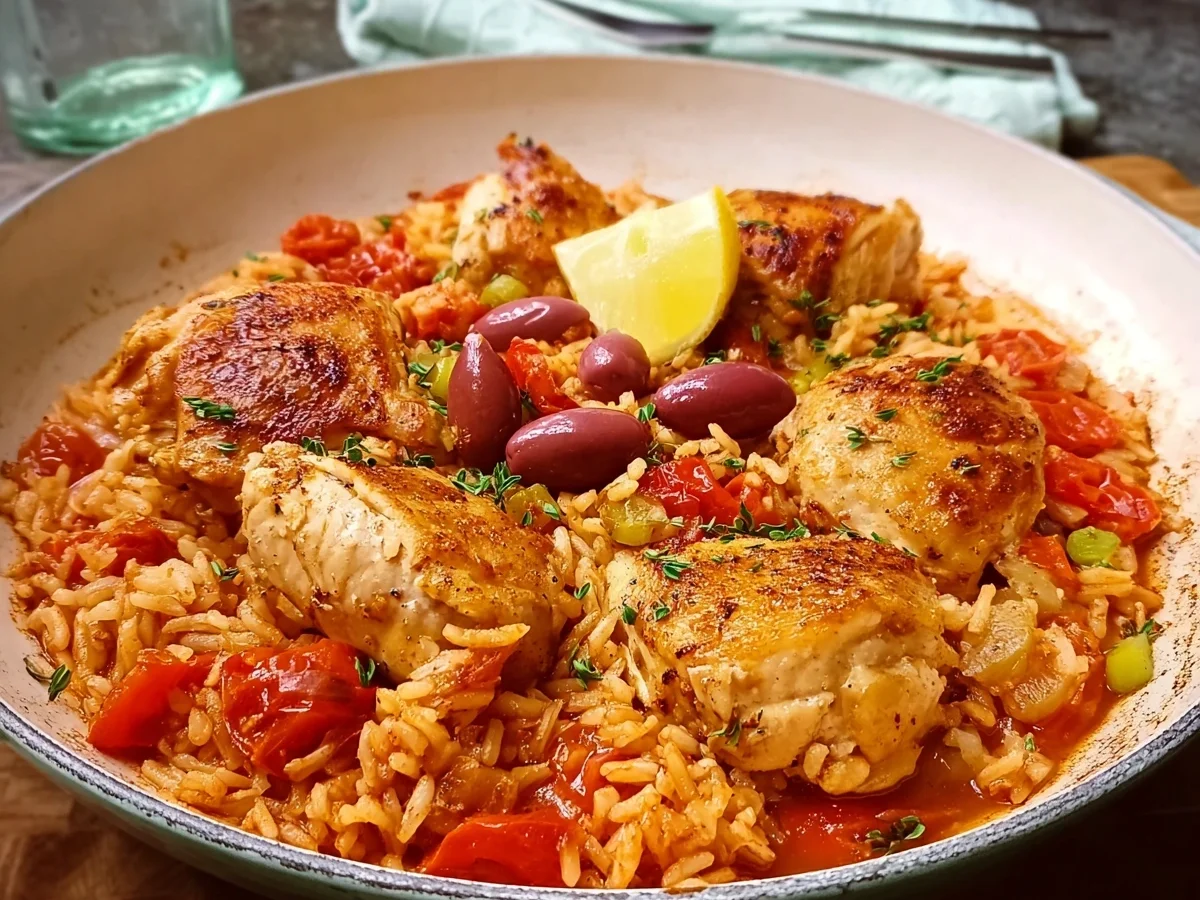 Hähnchen mit griechischem Tomatenreis - Beitragsbild