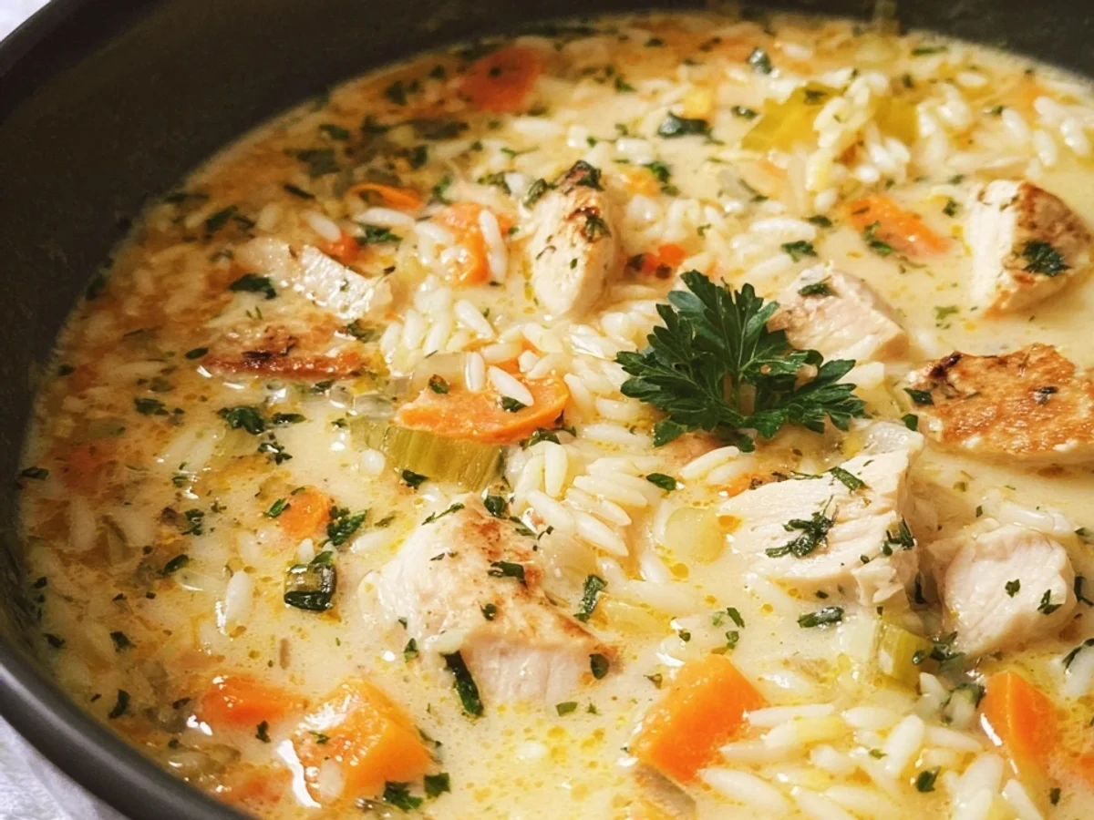 Hähnchen Risoni Suppe: Cremig, Herzhaft & Blitzschnell - Beitragsbild
