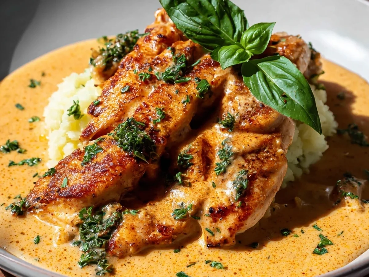 Hähnchenfilet in Frischkäse-Parmesan-Soße: Cremig & Schnell - Beitragsbild