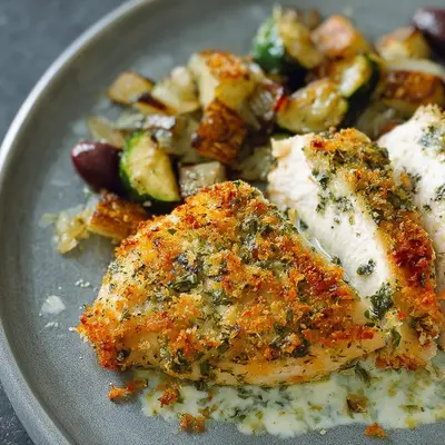 Hähnchenfilet mit knuspriger Kräuterkruste aus dem Ofen