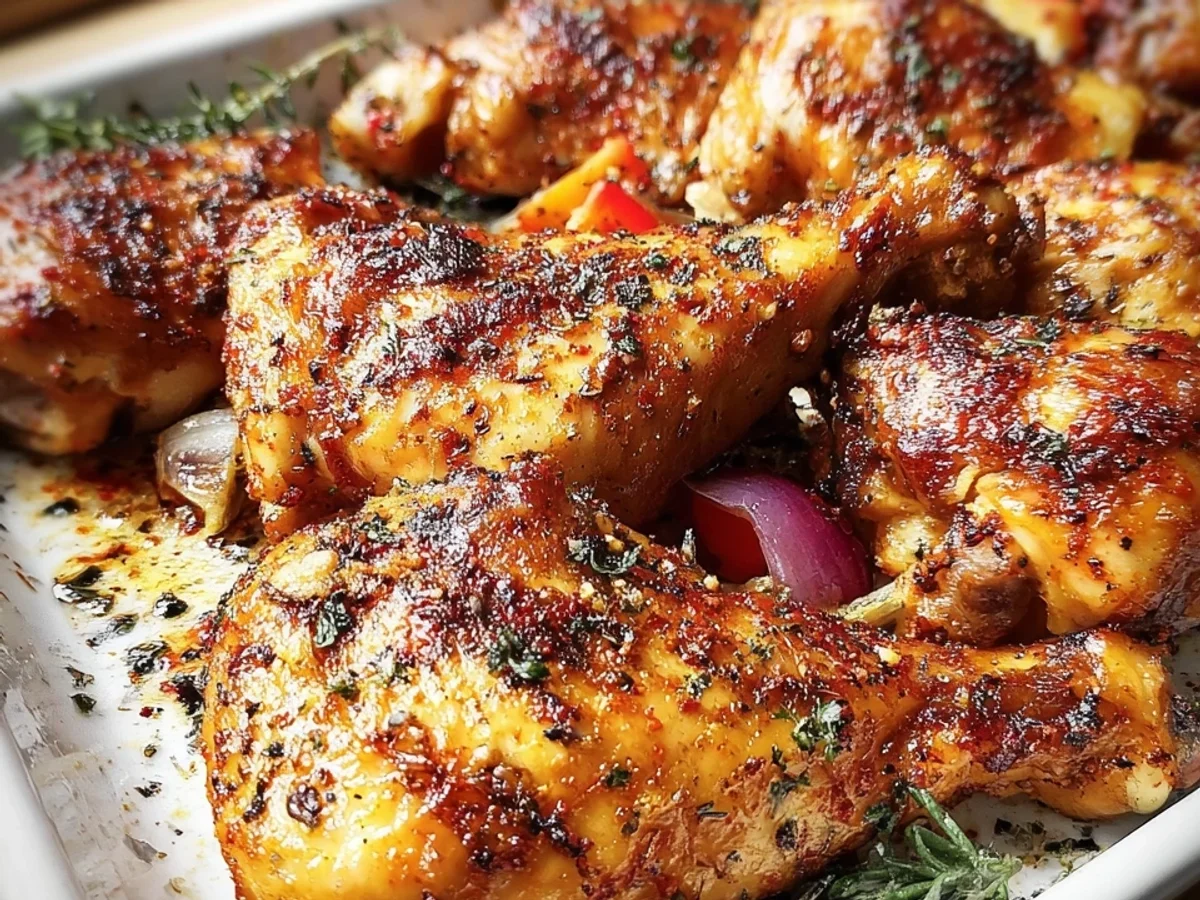 Knusprige Hähnchenschenkel aus dem Backofen - Beitragsbild