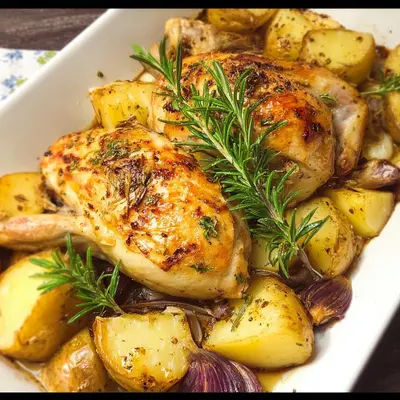 Knuspriges Ofenhähnchen mit Kartoffeln: Einfaches Familienrezept