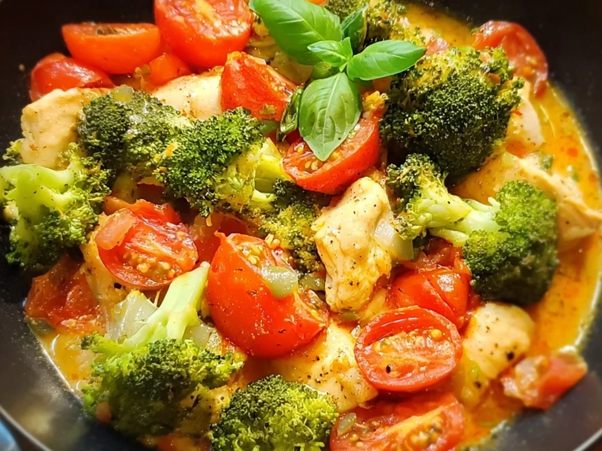 Leckeres Brokkoli Hähnchen mit Tomaten: Einfach & Herzhaft - Beitragsbild