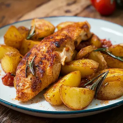 Leichtes Hähnchenbrustfilet mit knusprigen Country-Kartoffeln