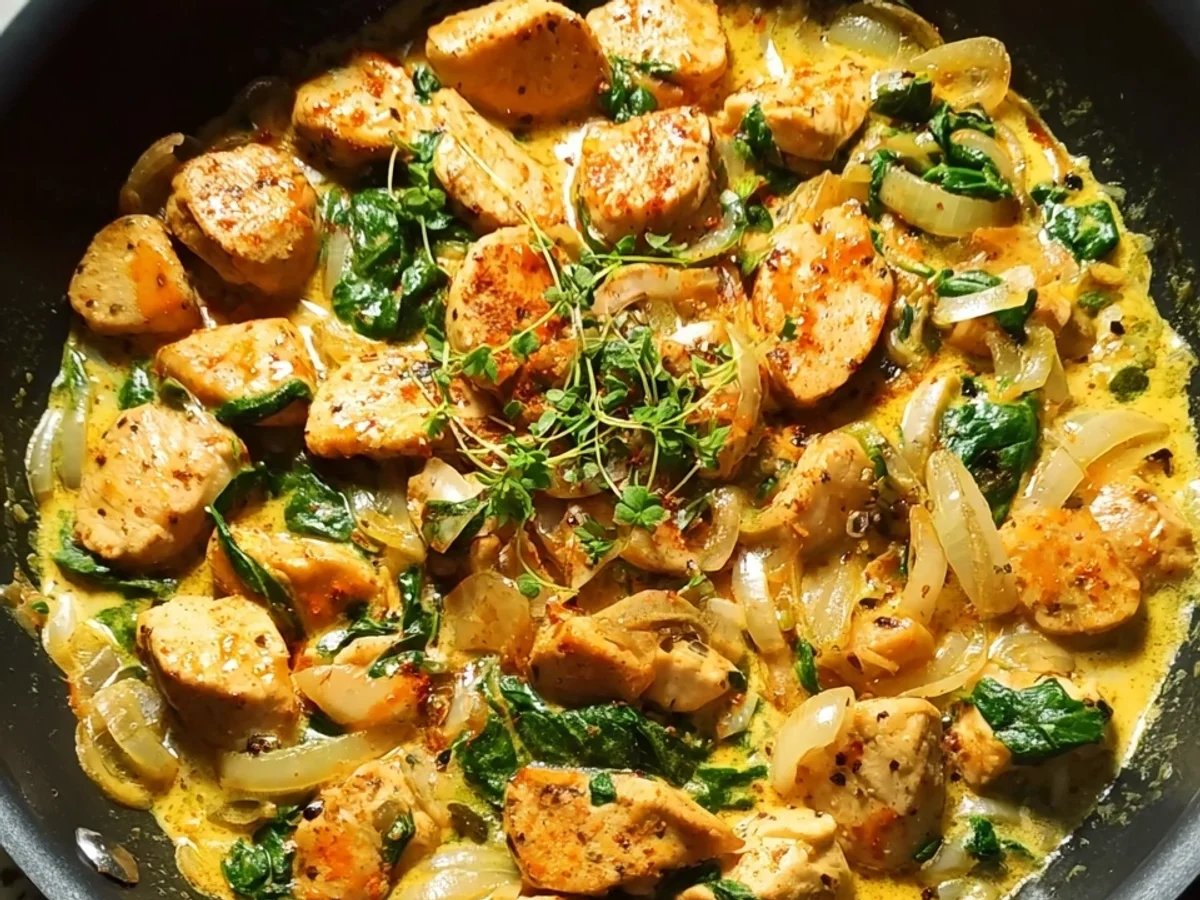 Low Carb Hähnchen Frischkäse Pfanne: Schnell & Cremig - Beitragsbild