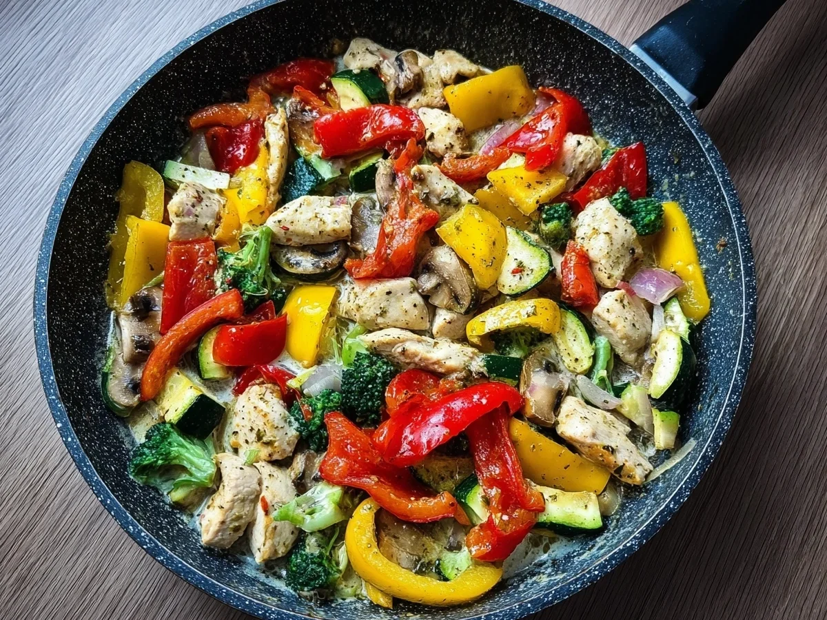Low Carb Hähnchen-Gemüse-Pfanne: Schnell & einfach - Beitragsbild