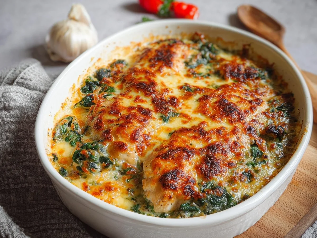 Low Carb Hähnchen Spinat Auflauf: Lecker & Gesund - Beitragsbild