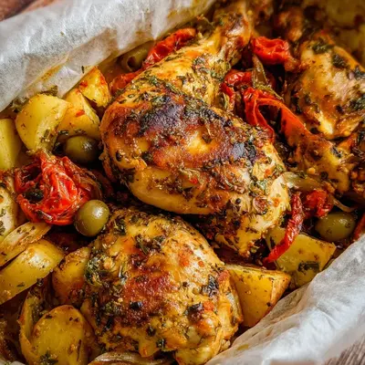 Mediterrane Hähnchenschenkel im Bratschlauch