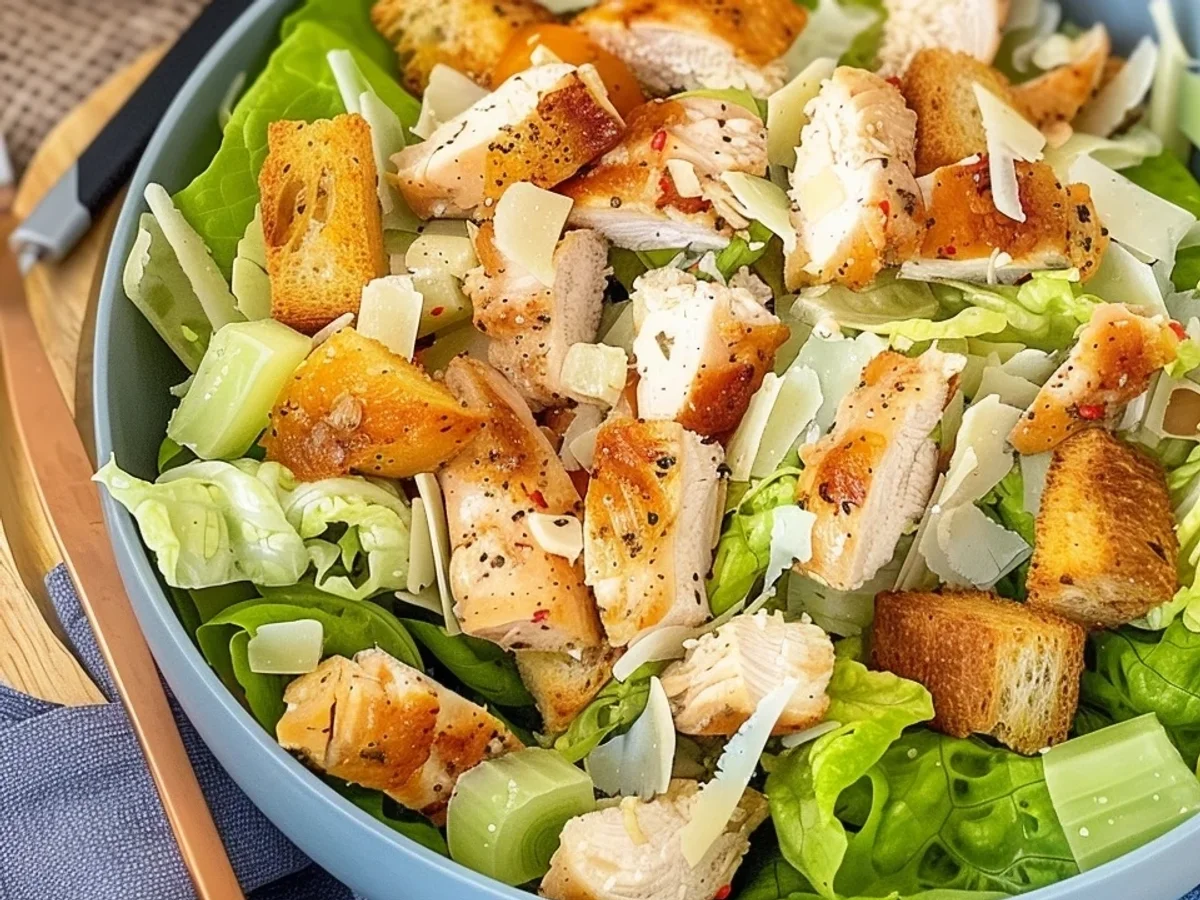 Original Caesar Salad mit Hähnchen einfach zubereiten - Beitragsbild