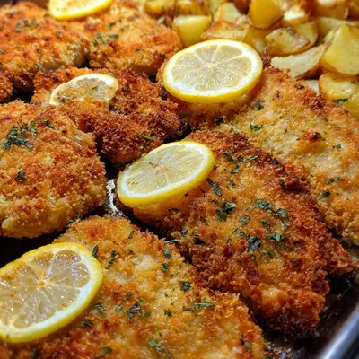 Panierte Parmesan Hähnchenschnitzel aus dem Ofen