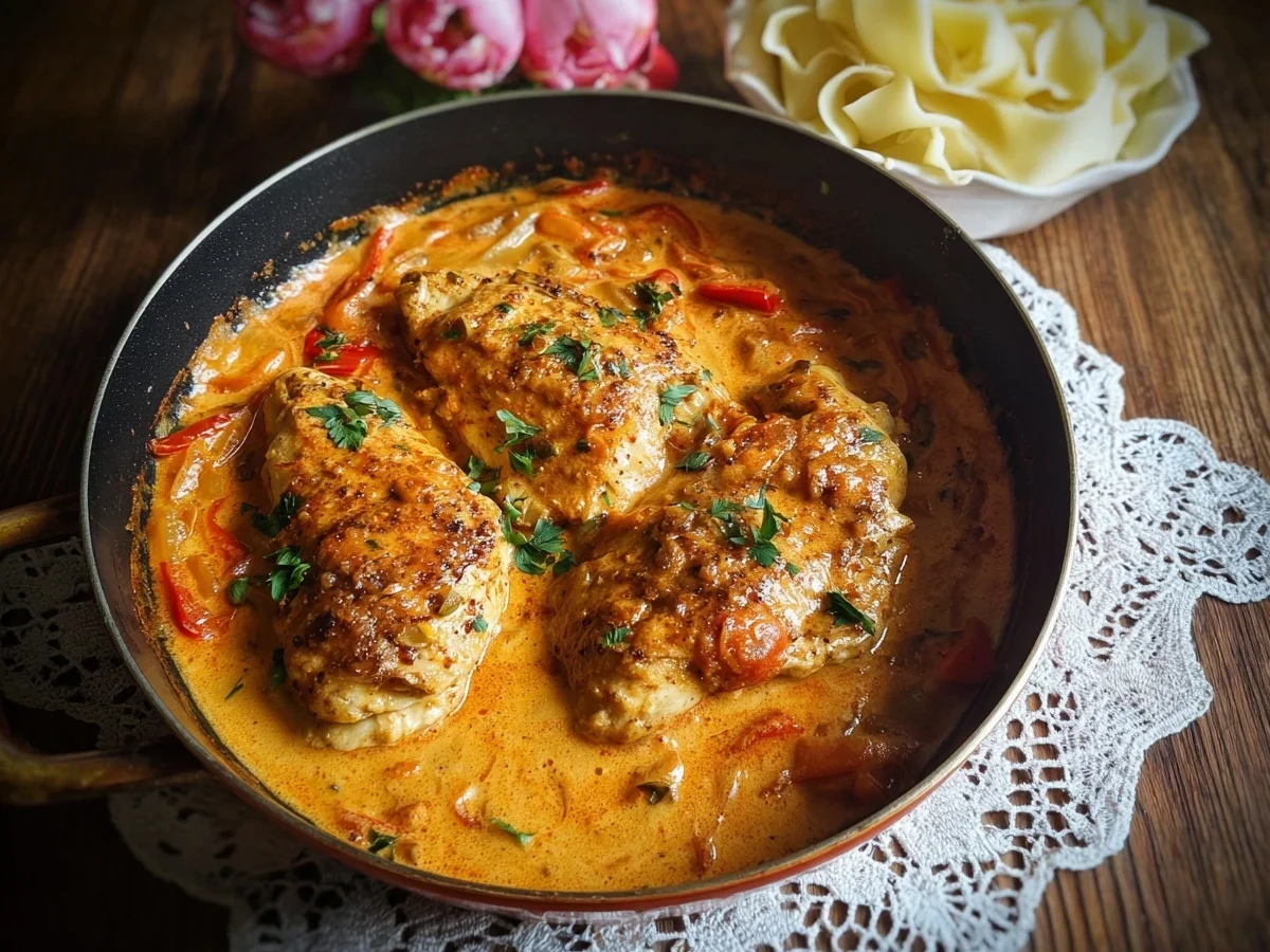 Paprika-Sahne-Hähnchen: Cremig, einfach & schnell zubereitet - Beitragsbild