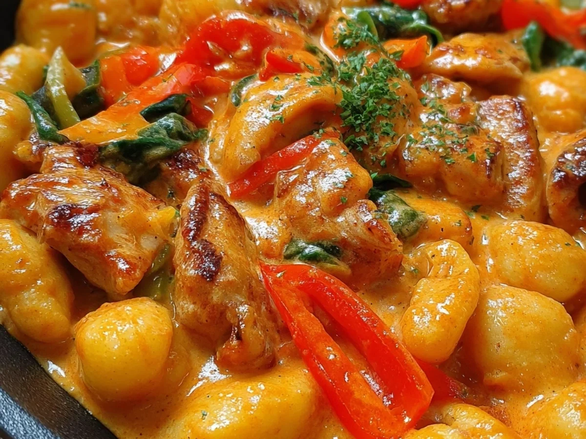 Paprika-Sahne-Hähnchen mit Gnocchi: Schnell & Lecker - Beitragsbild