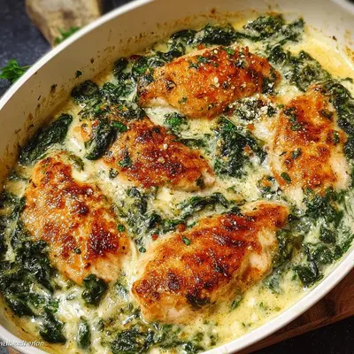 Parmesan Hähnchen in cremiger Spinatsoße Einfach & lecker