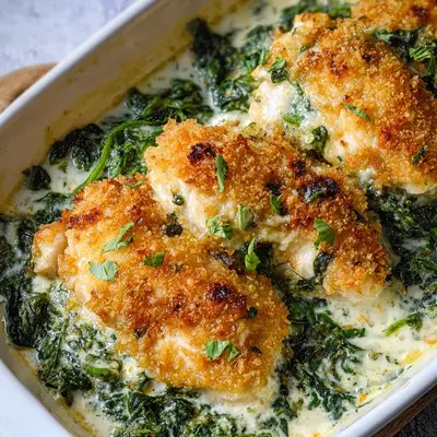 Parmesan Hähnchen mit Rahmspinat: Ofenrezept
