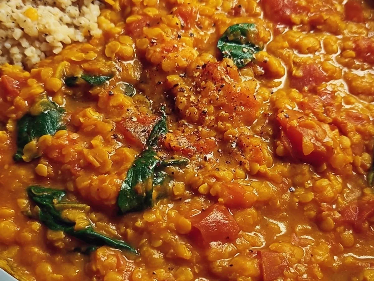Rotes Linsencurry: Cremig, Vegan & Einfach - Beitragsbild