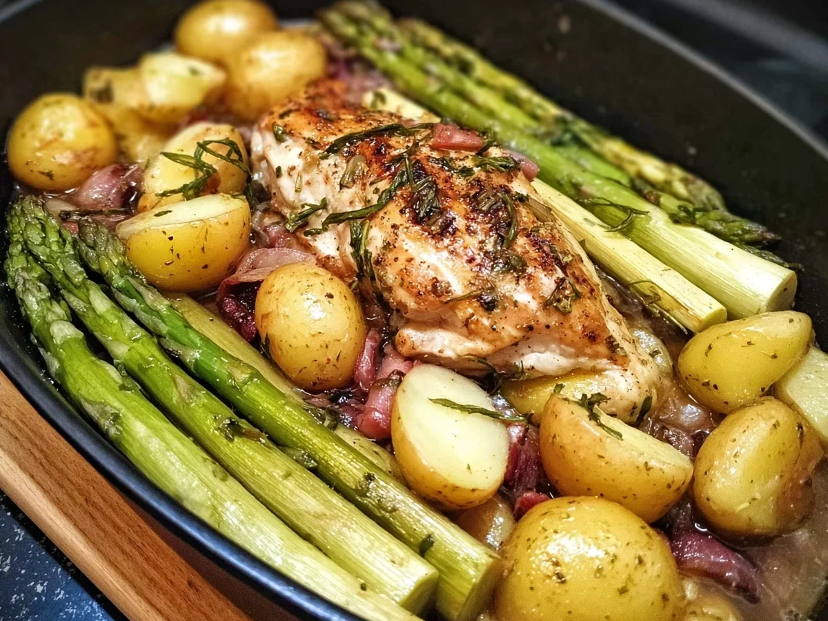 Saftige Hähnchenbrust mit Spargel und Kartoffeln - Beitragsbild