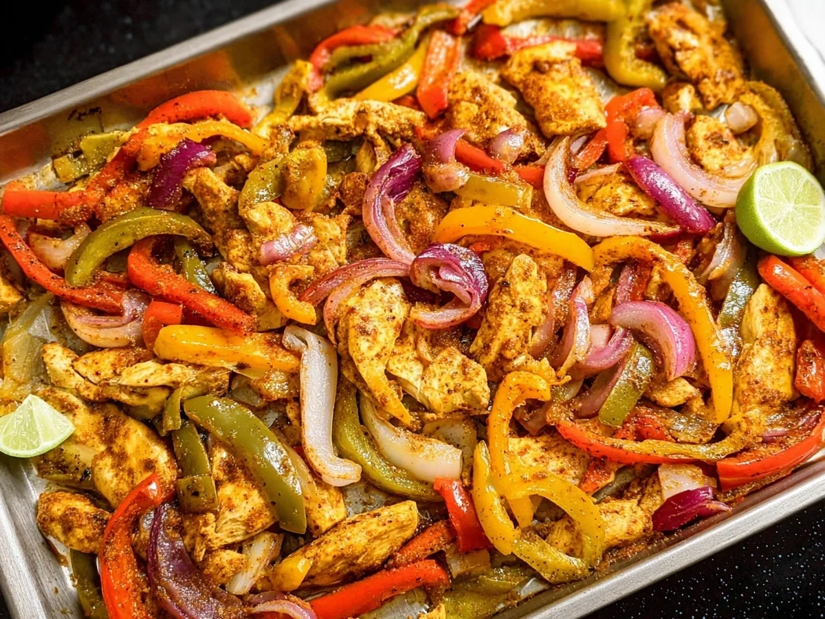 Schnelle Chicken Fajitas vom Blech: Fixes Abendessen - Beitragsbild