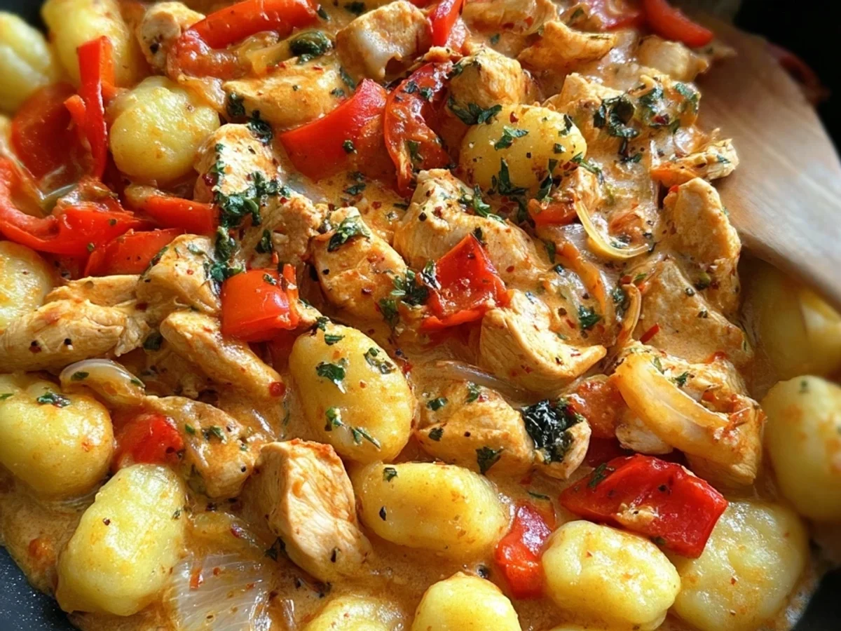 Schnelle Gnocchi Pfanne: Hähnchen & Paprika Traum - Beitragsbild