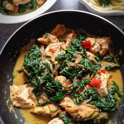 Schnelle Würzige Hähnchenpfanne mit Kokos & Spinat