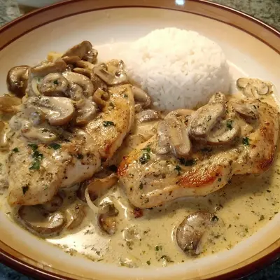 Schnelles Hühnerfilet mit cremiger Champignonsauce