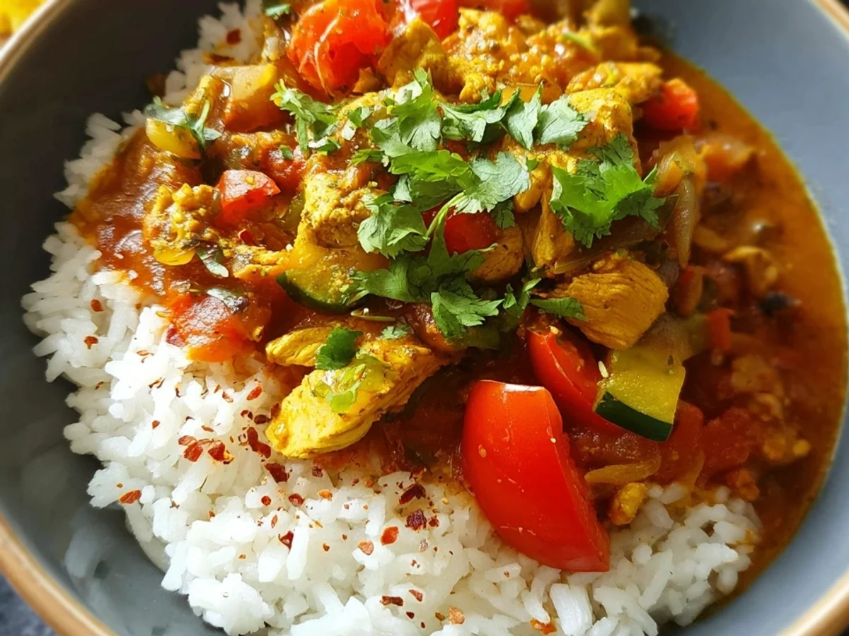 Schnelles Indisches Hähnchen Curry Rezept - Beitragsbild