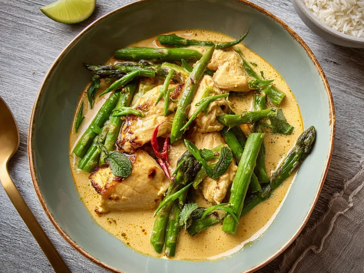 Thai Curry-Huhn mit grünem Spargel - Beitragsbild