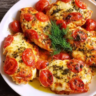 Tomate Mozzarella Hähnchen aus dem Ofen: Schnell & gesund