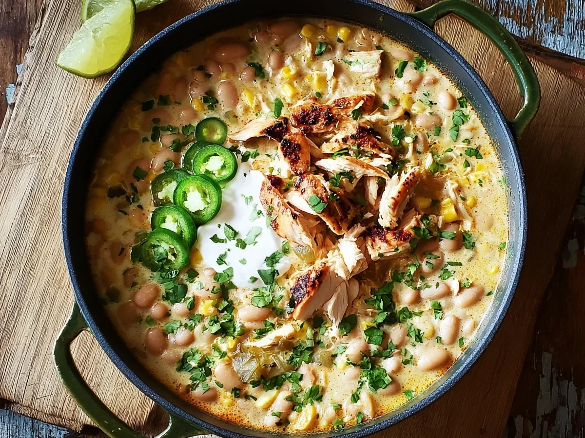 Weißes Chili mit Grillhähnchen: Cremig & würzig - Beitragsbild