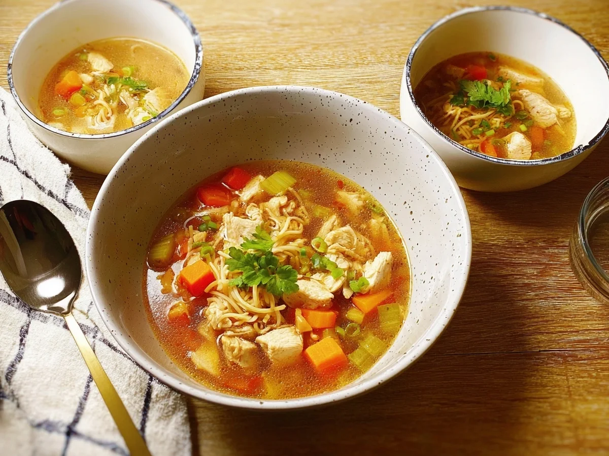 Würzige Asia Suppe mit Huhn & frischem Gemüse - Beitragsbild