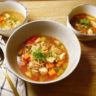 Würzige Asia Suppe mit Huhn & frischem Gemüse