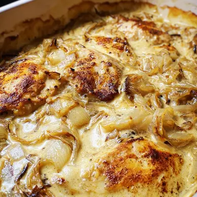 Zwiebel-Sahne-Hähnchen: Cremiges Ofengericht aus dem Ofen