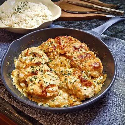 Zwiebel-Sahne-Hähnchen: Einfaches Familienrezept