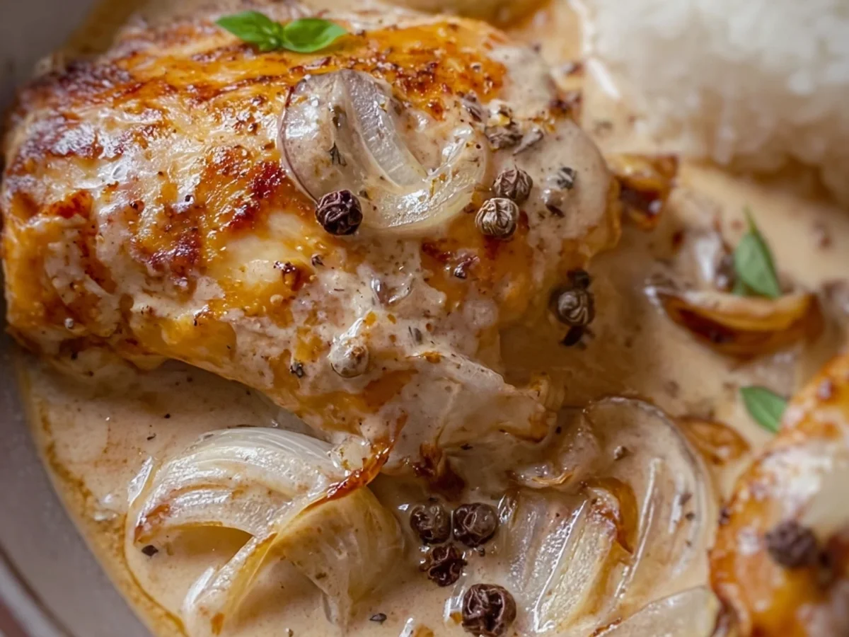 Zwiebel Sahne Hähnchen ohne Fix: Einfach & cremig - Beitragsbild